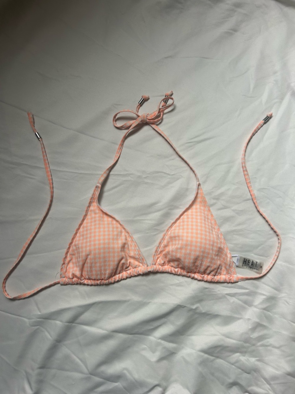 Pink gingham triangle bikini top Size M #summer